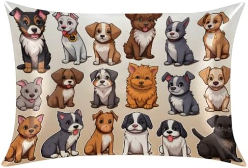 GzLeyigou Doodle Dogs Satin Pillowcase - 20x30inch Queen Size