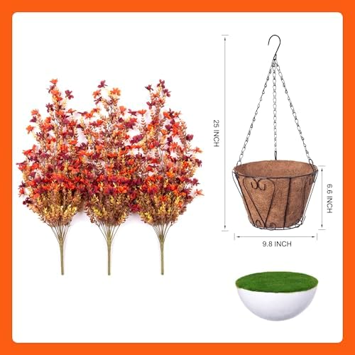 INXUGAO Artificial Hanging Flowers Plants with Basket 1