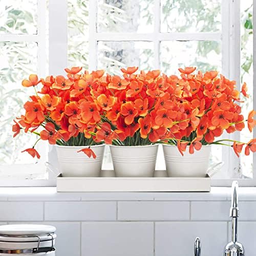 Grunyia 20 Bundles Artificial Flowers Outdoor Decor Orange
