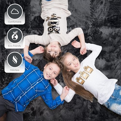 Cloudy Comfort Puzzle Carpet Squares - 16 Piece Interlocking Play Mat