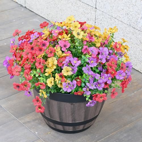 LADADA 12 Bundles Artificial Flowers for Outdoor Use