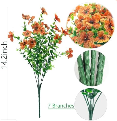 20 Bundles Artificial Orange Red Outdoor Flowers