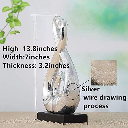 Silver Ceramic Heart Statue Home Decor Sculpture