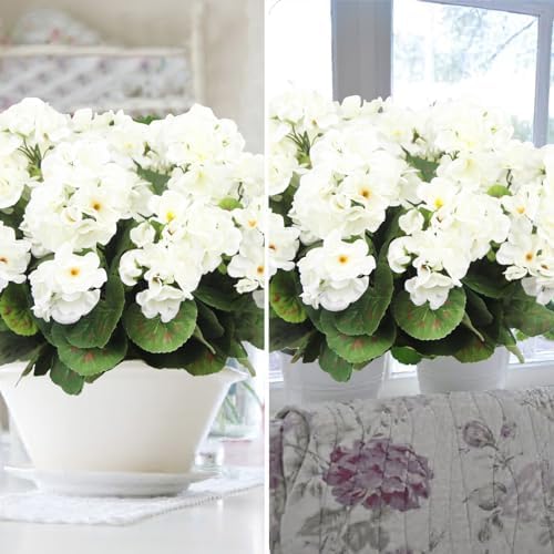 8 Pcs Artificial White Geraniums for Garden Home Decor