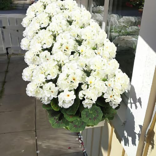 8 Pcs Artificial White Geraniums for Garden Home Decor