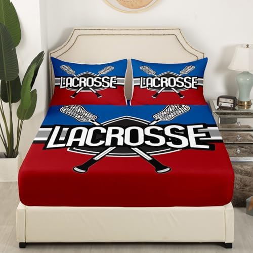 Manfei Lacrosse Sports Bed Sheet Set Twin Size