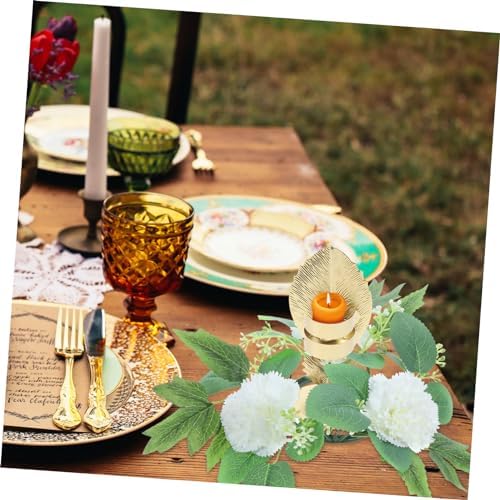 ABOOFAN Artificial Flower Candle Ring Wreath for Weddings