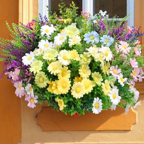 20 Bundles Artificial Flowers for Outdoor Decoration