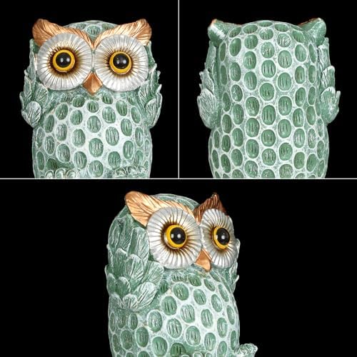Set of 3 Green Owl Statues Home Decor Accents
