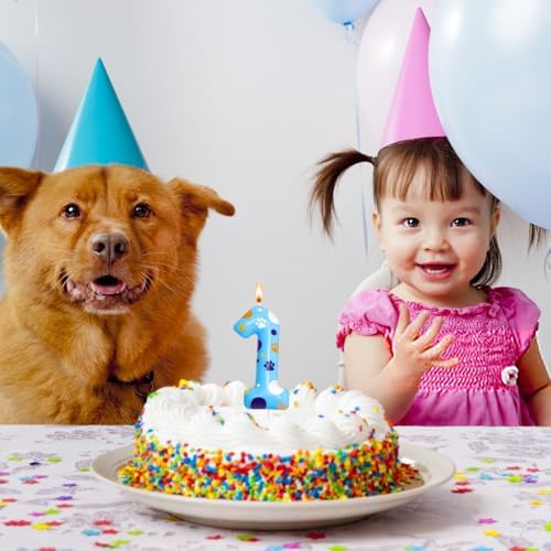Blue Dog Paw Birthday Candles for Kids Parties