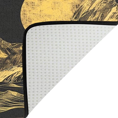 Yellow Moon Mountain Print Area Rug Non-Slip Machine Washable 1