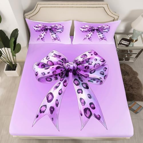 Manfei Bowknot Cheetah Print Sheet Set Twin Size