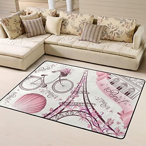 Pink Paris Eiffel Tower Area Rug 60x39