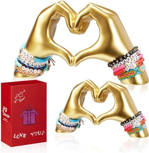 2Pcs Golden Heart Hands Statue - Love Decor for Home