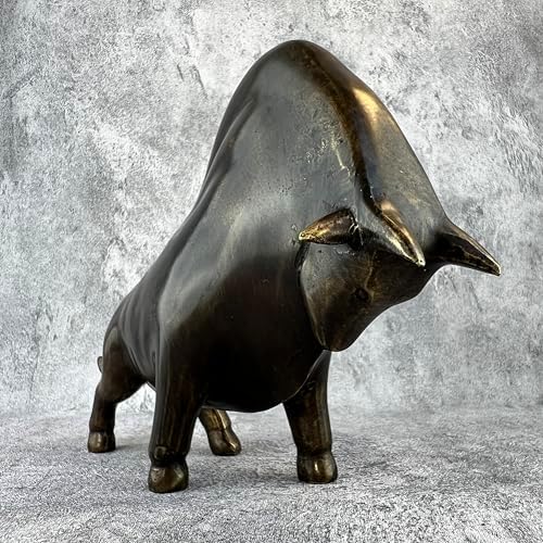 Abstract Brass Bison Statue Brown Goodwin-11