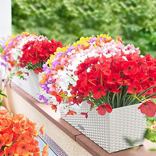 Grunyia 20 Bundles Artificial Flowers Outdoor Decor Orange