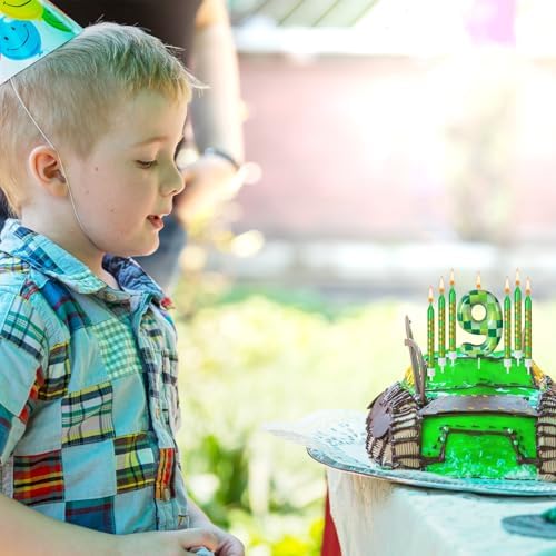 Zlongron 13-Piece Green Pixel Birthday Candles