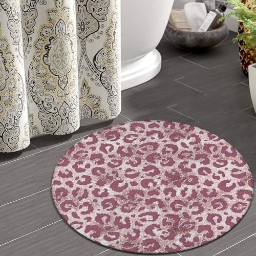 Modern Pink Rose Gold Glitter Circle Area Rug 36inch