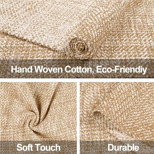 Boho Kitchen Rug 2x43 Tan Cream Reversible