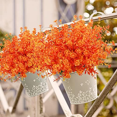 Agusbagli 10Pcs Artificial Fall Flowers Outdoor UV Resistant