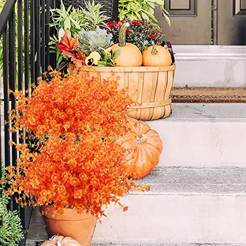 Agusbagli 10Pcs Artificial Fall Flowers Outdoor UV Resistant