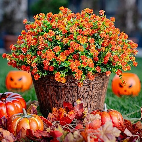AXYLEX Red Orange Artificial Flowers Outdoor Decoration