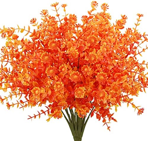 Agusbagli 10Pcs Artificial Fall Flowers Outdoor UV Resistant