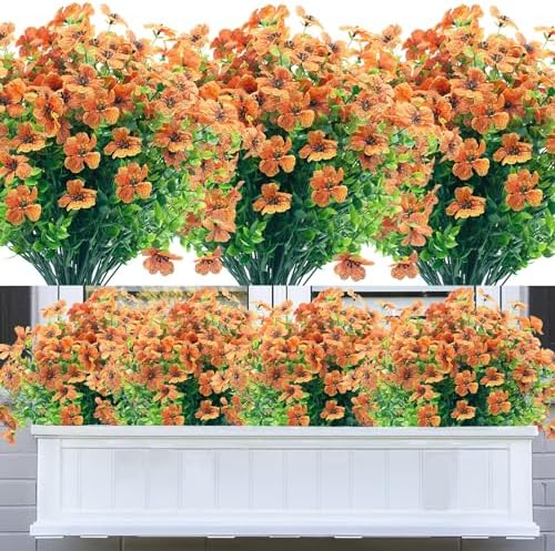 20 Bundles Artificial Orange Red Outdoor Flowers