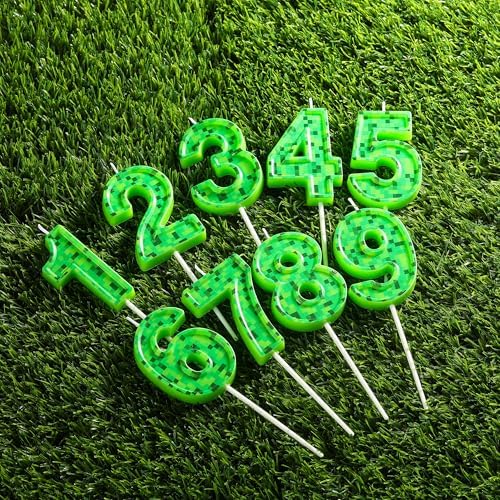 PHD CAKE 276 Inch Number 9 Pixel Green Birthday Candle