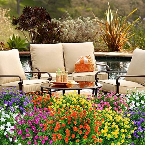 KLEMOO Artificial Flowers UV Resistant Orange Red