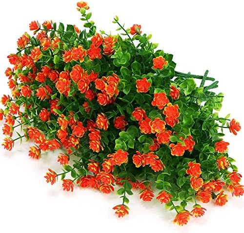 KLEMOO Artificial Flowers UV Resistant Orange Red