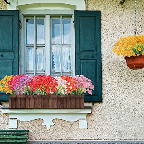 ZEOSTARO Artificial Flowers 12 Bundles UV Resistant Orange