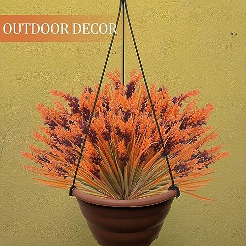 40 Bundles Fall Flowers Artificial Orange Lavender Grass UV Resistant