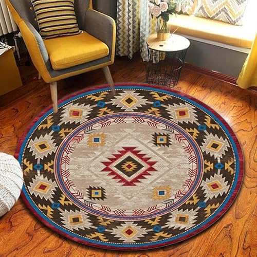 Ozeau Round Carpet Retro Ethnic Floor Mat