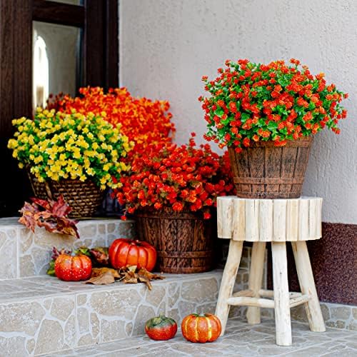 AXYLEX Red Orange Artificial Flowers Outdoor Decoration