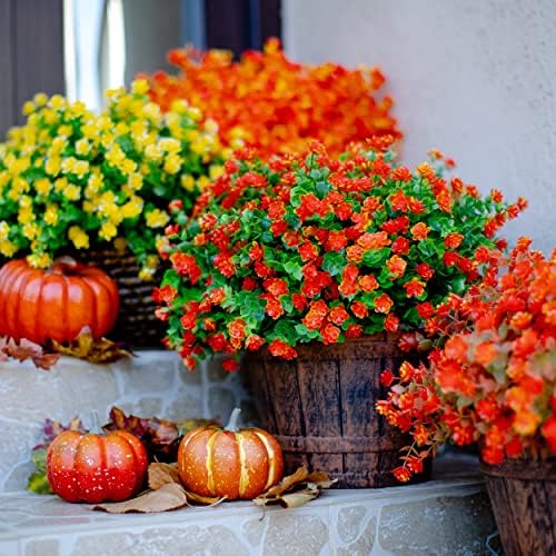 AXYLEX Red Orange Artificial Flowers Outdoor Decoration
