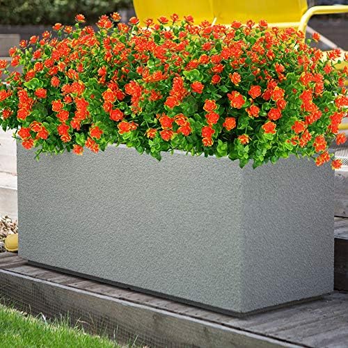 KLEMOO Artificial Flowers UV Resistant Orange Red
