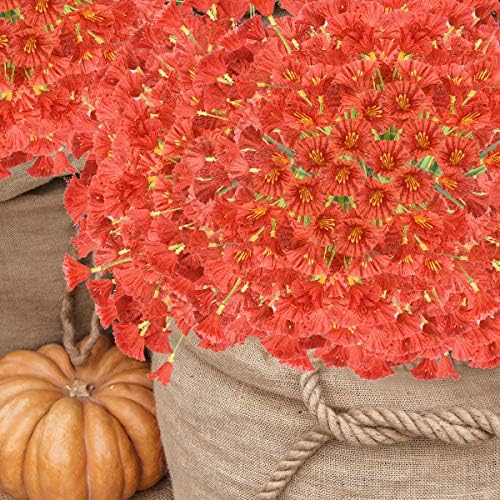 ZEOSTARO Artificial Flowers 12 Bundles UV Resistant Orange