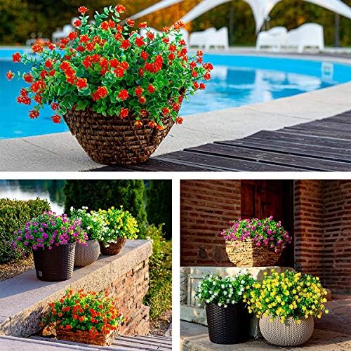 DRT DERUITAI Artificial Flowers Outdoor Orange Red