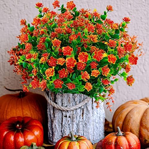 AXYLEX Red Orange Artificial Flowers Outdoor Decoration