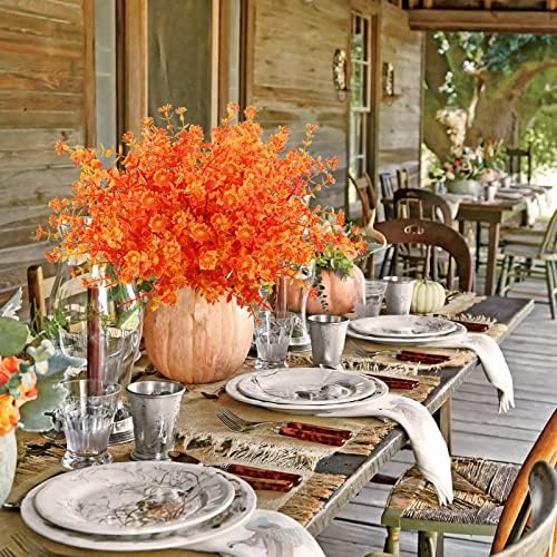 Agusbagli 10Pcs Artificial Fall Flowers Outdoor UV Resistant