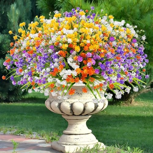 Uieke 24 Bundle Artificial Flowers for Outdoor Decor