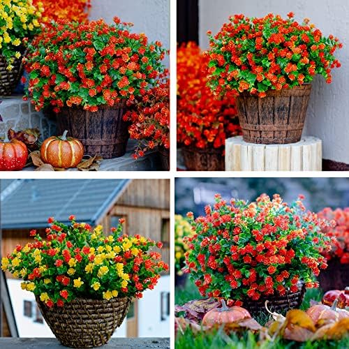 AXYLEX Red Orange Artificial Flowers Outdoor Decoration