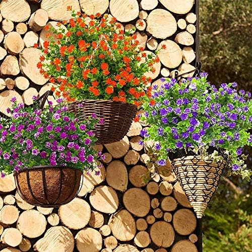 Artificial Flowers 6 Bundles Fake Bushes for Farmhouse Decor