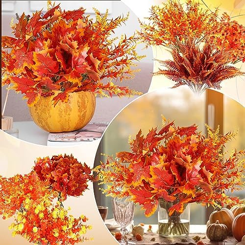 30 Bundles Artificial Fall Flowers Leaves for Autumn Decor
