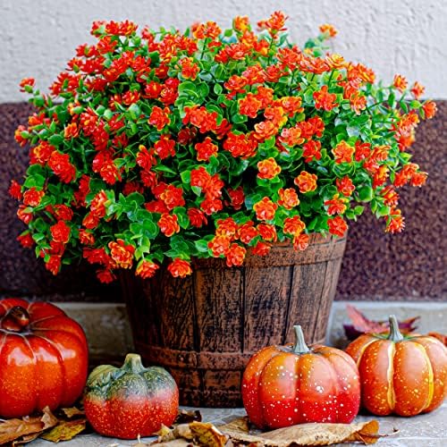 AXYLEX Red Orange Artificial Flowers Outdoor Decoration