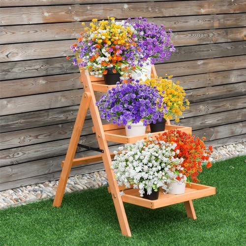Uieke 24 Bundle Artificial Flowers for Outdoor Decor