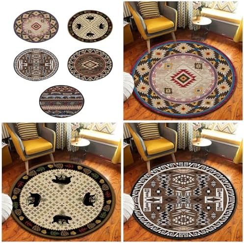 Ozeau Round Carpet Retro Ethnic Floor Mat