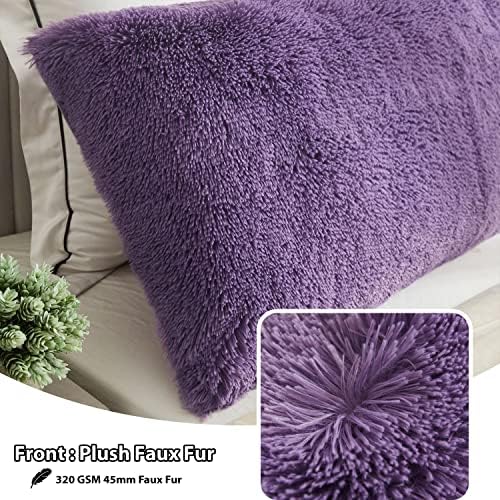 LIFEREVO Shaggy Body Pillow Cover Purple 1