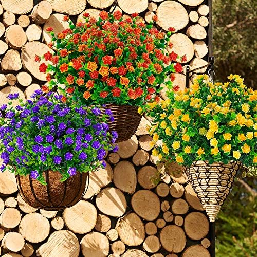 TEMCHY Artificial Boxwood Shrubs Orange Red